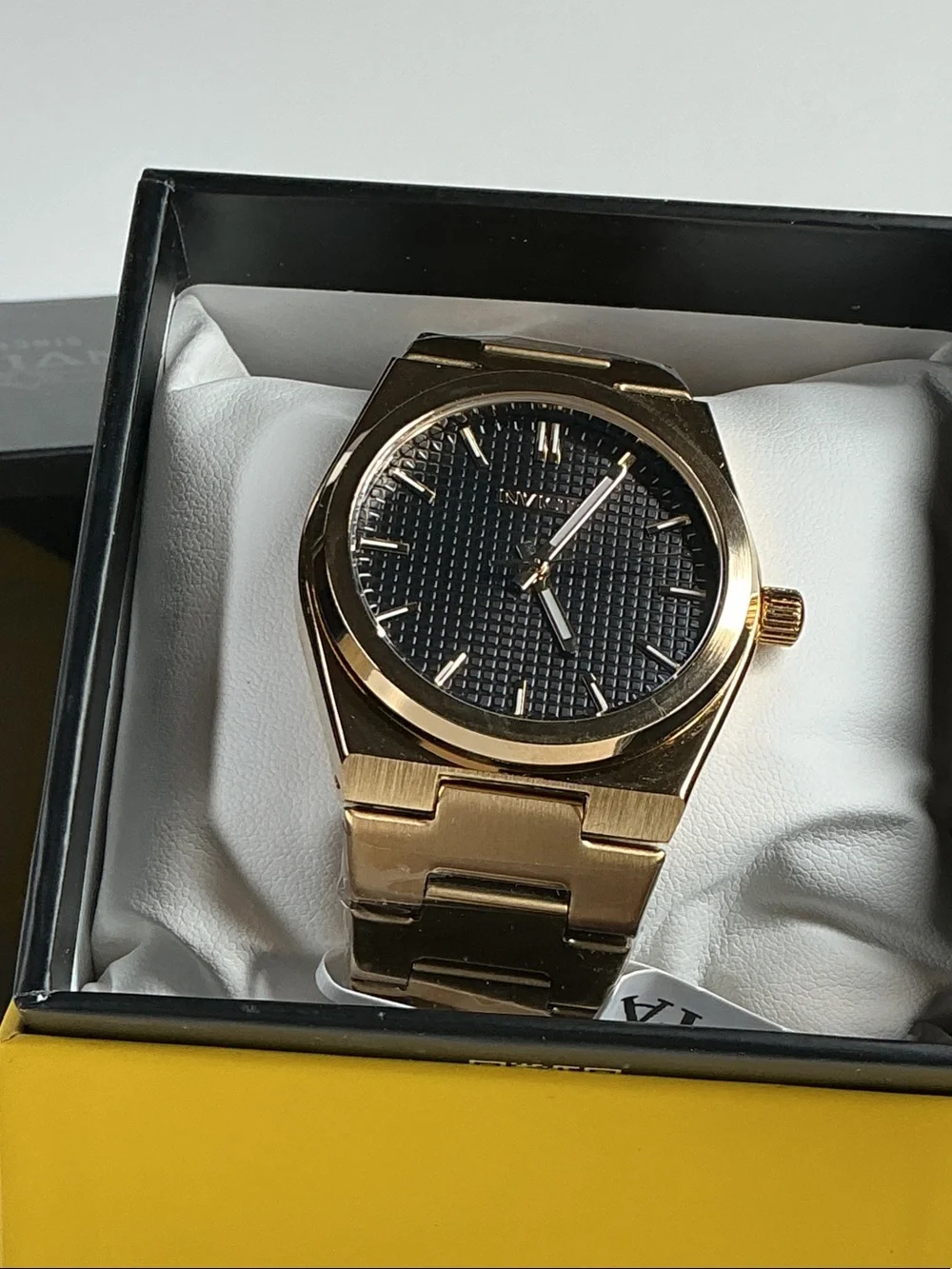 Invicta Gold-Tone Men's Bracelet Watch with Black Dial- 69408